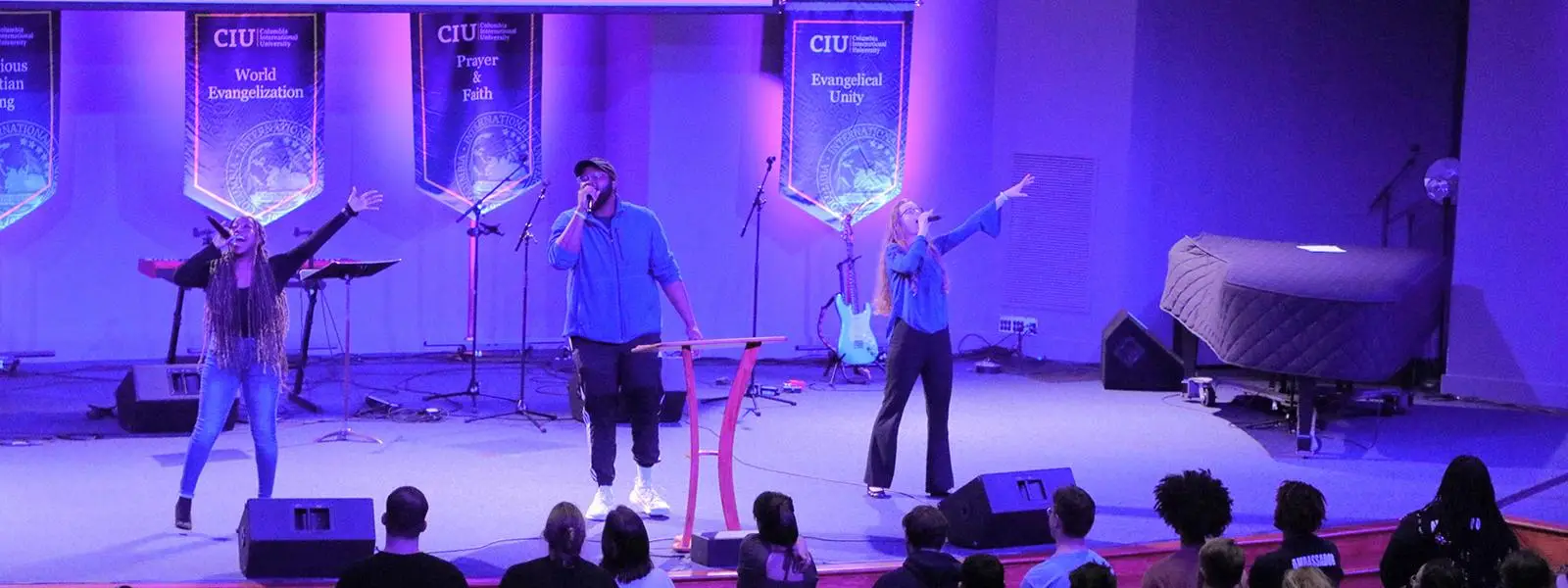 Leading worship in chapel